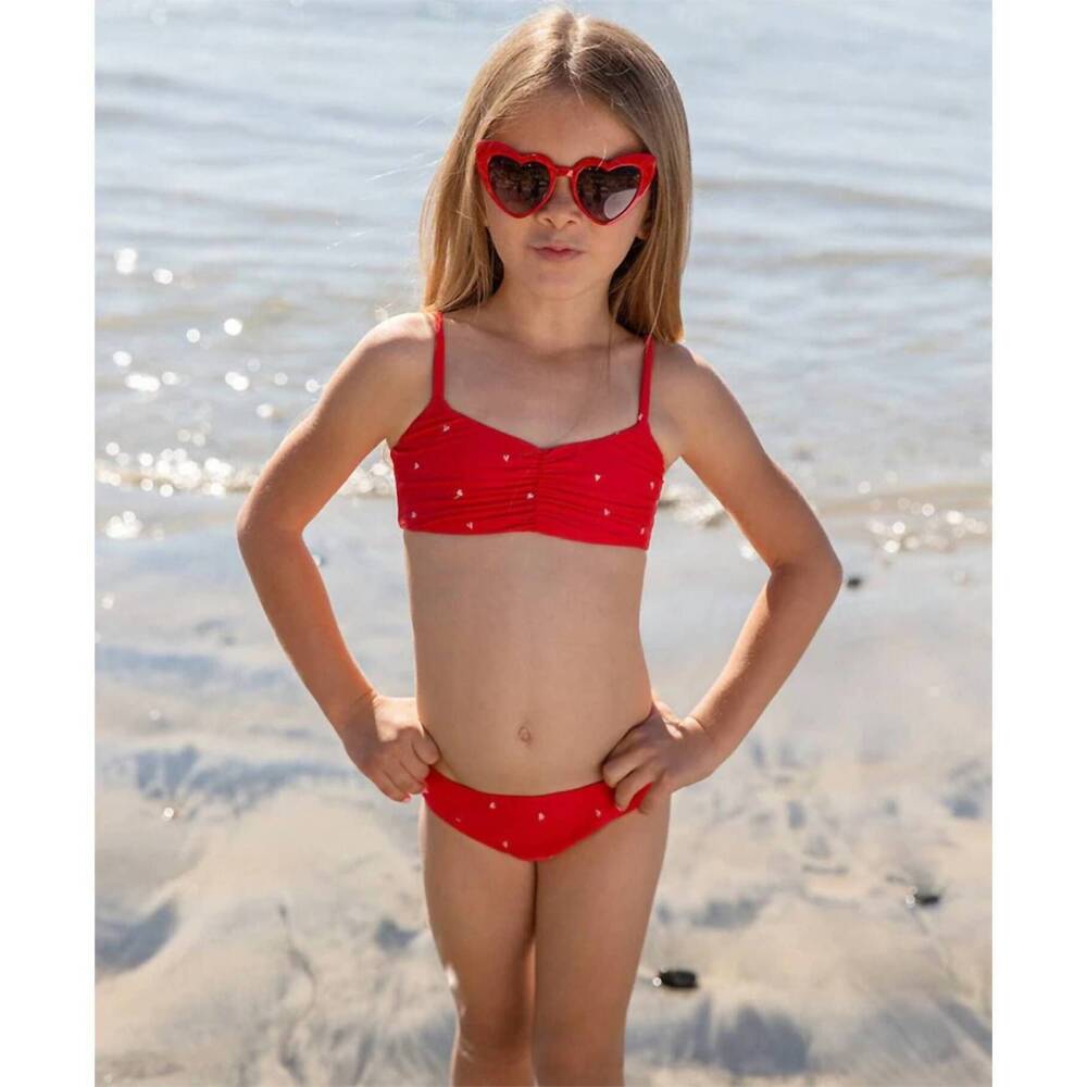 NEW PQ SWIM kids heart anna bikini set in red
